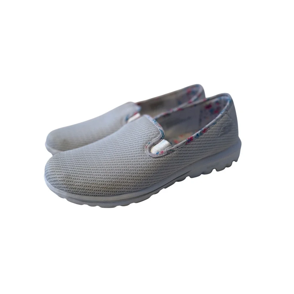 Skechers GOwalk Joy White Mesh Floral Slip On Walking Shoes 124174 Womens 11